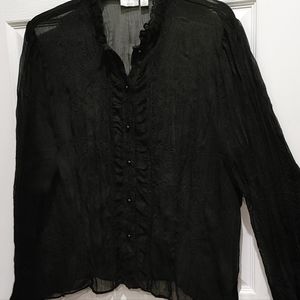 Apt. 9 see through ruffled front sexy blouse.